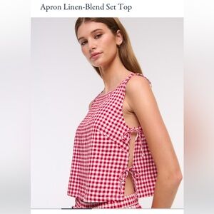 Abercrombie & Fitch Linen-Blend Gingham Apron Top